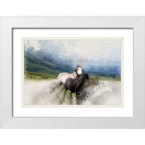 Wild Horses I White Modern Wood Framed Art Print with Double Matting by Bolokofsky, Ronald