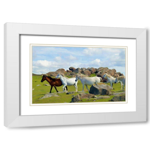 Wild Horses II White Modern Wood Framed Art Print with Double Matting by Bolokofsky, Ronald