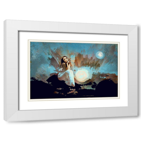 Light the Way White Modern Wood Framed Art Print with Double Matting by Bolokofsky, Ronald