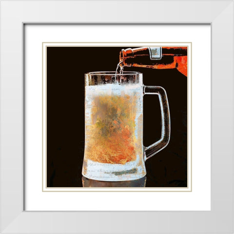 Pouring A Cold One White Modern Wood Framed Art Print with Double Matting by Bolokofsky, Ronald