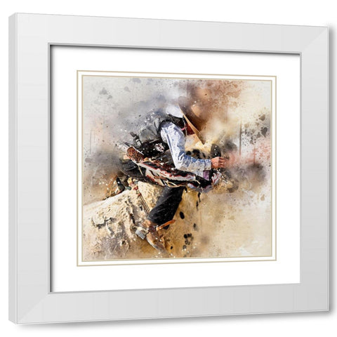 Bull Ride White Modern Wood Framed Art Print with Double Matting by Bolokofsky, Ronald