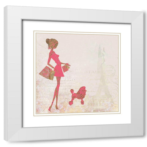French Poodle Shopping White Modern Wood Framed Art Print with Double Matting by Bolokofsky, Ronald