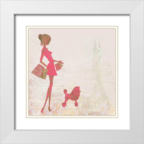 French Poodle Shopping White Modern Wood Framed Art Print with Double Matting by Bolokofsky, Ronald