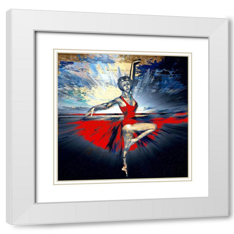 Pretty Ballerina White Modern Wood Framed Art Print with Double Matting by Bolokofsky, Ronald