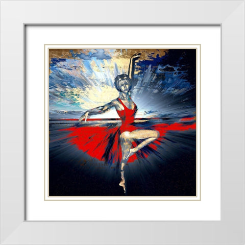 Pretty Ballerina White Modern Wood Framed Art Print with Double Matting by Bolokofsky, Ronald