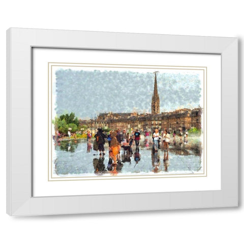 Bordeaux Place Royale White Modern Wood Framed Art Print with Double Matting by Bolokofsky, Ronald