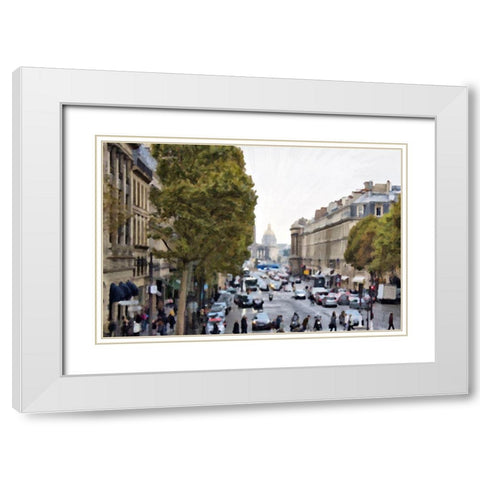 Busy Streets of Paris White Modern Wood Framed Art Print with Double Matting by Bolokofsky, Ronald