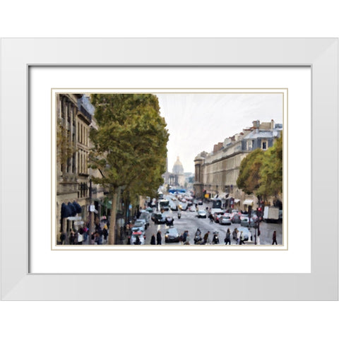 Busy Streets of Paris White Modern Wood Framed Art Print with Double Matting by Bolokofsky, Ronald