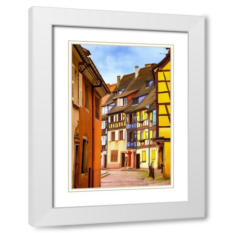 Narrow Streets of Colmar I White Modern Wood Framed Art Print with Double Matting by Bolokofsky, Ronald