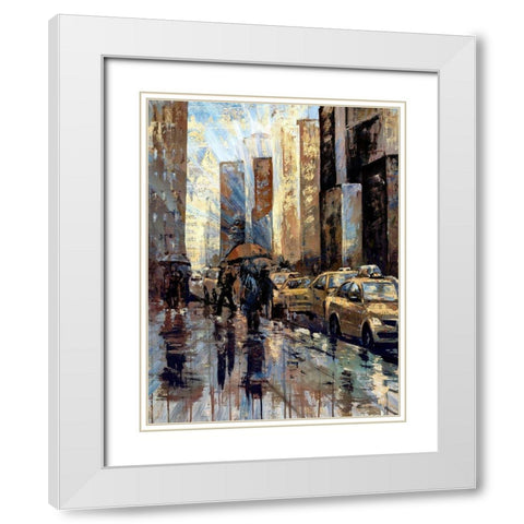 New York Taxis II White Modern Wood Framed Art Print with Double Matting by Bolokofsky, Ronald