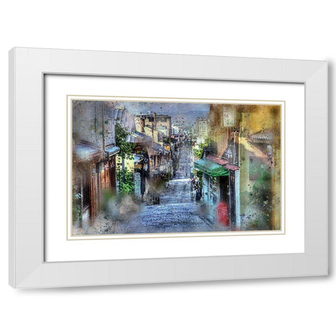 Osaka Street White Modern Wood Framed Art Print with Double Matting by Bolokofsky, Ronald
