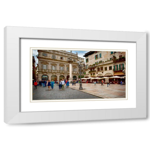Piazza delle Erbe Verona II White Modern Wood Framed Art Print with Double Matting by Bolokofsky, Ronald