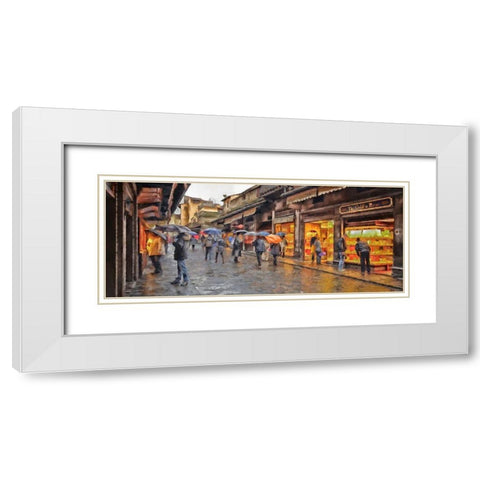 Shopping In the Rain White Modern Wood Framed Art Print with Double Matting by Bolokofsky, Ronald