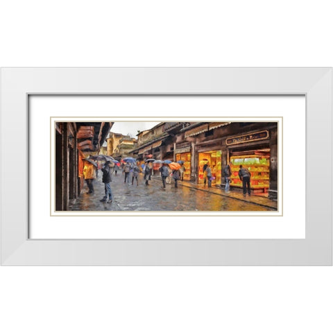 Shopping In the Rain White Modern Wood Framed Art Print with Double Matting by Bolokofsky, Ronald