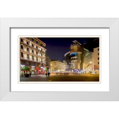 Stephansplatz Vienna White Modern Wood Framed Art Print with Double Matting by Bolokofsky, Ronald