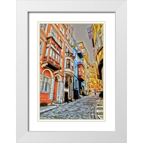 Stone Street White Modern Wood Framed Art Print with Double Matting by Bolokofsky, Ronald