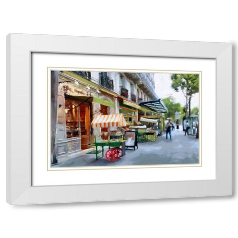 Street Shops in Paris White Modern Wood Framed Art Print with Double Matting by Bolokofsky, Ronald