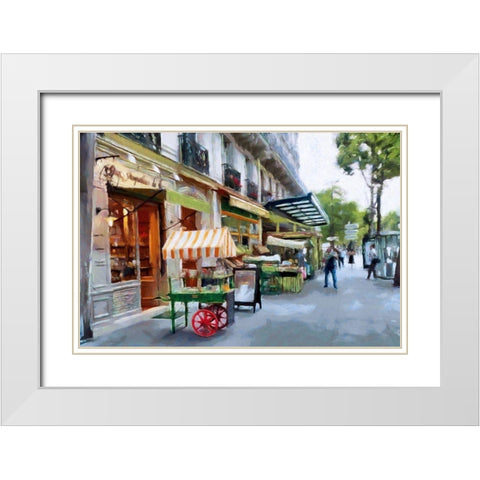 Street Shops in Paris White Modern Wood Framed Art Print with Double Matting by Bolokofsky, Ronald