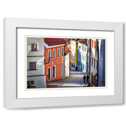 Village Walk  White Modern Wood Framed Art Print with Double Matting by Bolokofsky, Ronald