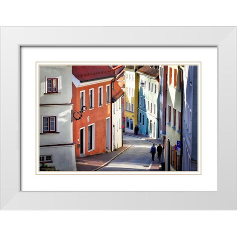 Village Walk  White Modern Wood Framed Art Print with Double Matting by Bolokofsky, Ronald