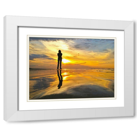 Golden Sunset II White Modern Wood Framed Art Print with Double Matting by Bolokofsky, Ronald
