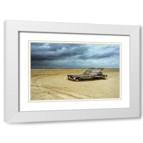 Beach Cots White Modern Wood Framed Art Print with Double Matting by Bolokofsky, Ronald