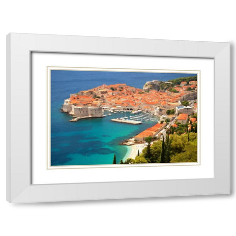 Mediterranean Harbor White Modern Wood Framed Art Print with Double Matting by Bolokofsky, Ronald