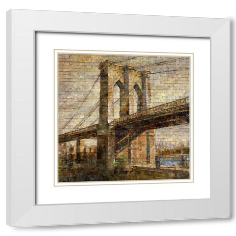 NY Bridge I White Modern Wood Framed Art Print with Double Matting by Bolokofsky, Ronald