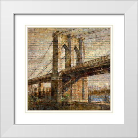 NY Bridge I White Modern Wood Framed Art Print with Double Matting by Bolokofsky, Ronald