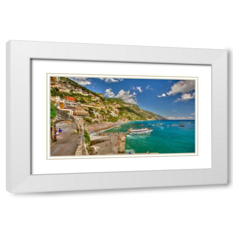 Positano Walk White Modern Wood Framed Art Print with Double Matting by Bolokofsky, Ronald
