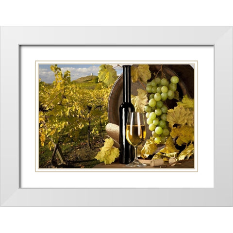 White Wine and Green Grapes White Modern Wood Framed Art Print with Double Matting by Bolokofsky, Ronald