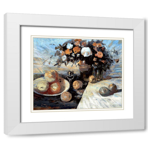 Apples, Flowers and Water II White Modern Wood Framed Art Print with Double Matting by Bolokofsky, Ronald