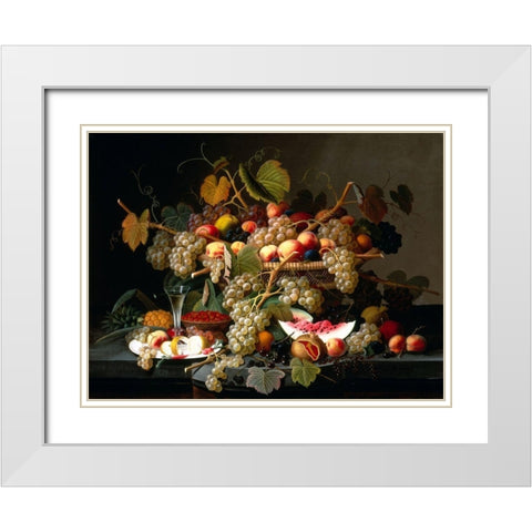 Still Life with Fruit White Modern Wood Framed Art Print with Double Matting by Bolokofsky, Ronald
