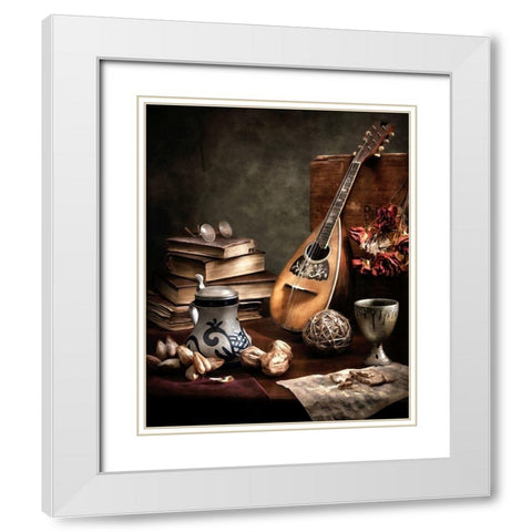 Still Life with Mandolin White Modern Wood Framed Art Print with Double Matting by Bolokofsky, Ronald