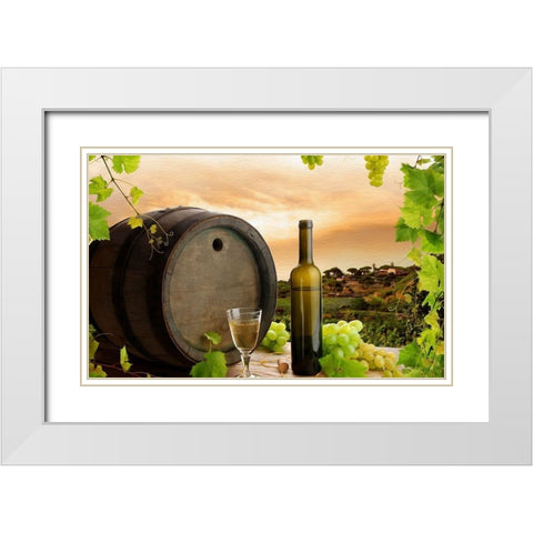 Tuscan Grapes and Wine White Modern Wood Framed Art Print with Double Matting by Bolokofsky, Ronald