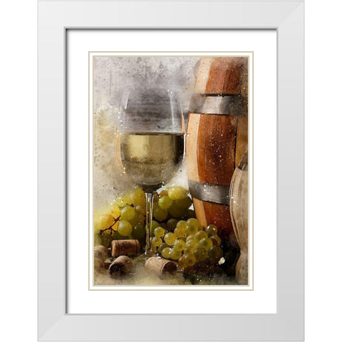 Wine and Grapes IV White Modern Wood Framed Art Print with Double Matting by Bolokofsky, Ronald
