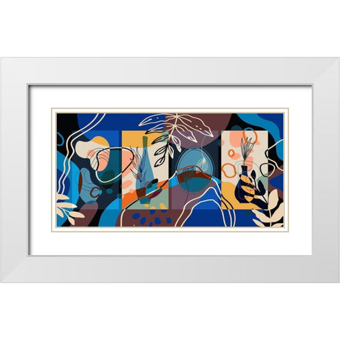 Abstract Boho Composition 225 White Modern Wood Framed Art Print with Double Matting by Bolokofsky, Ronald