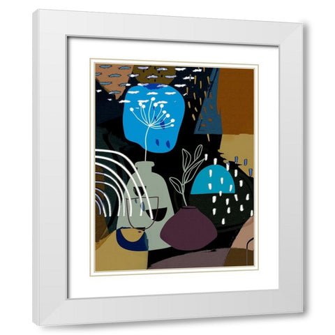 Abstract Boho Composition 655 White Modern Wood Framed Art Print with Double Matting by Bolokofsky, Ronald