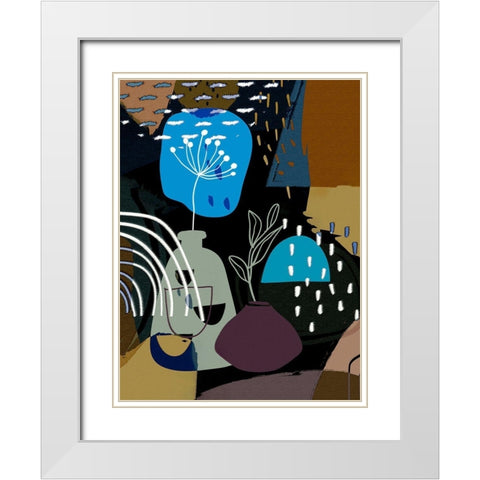 Abstract Boho Composition 655 White Modern Wood Framed Art Print with Double Matting by Bolokofsky, Ronald