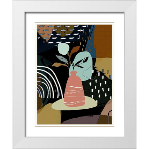 Abstract Boho Composition 656 White Modern Wood Framed Art Print with Double Matting by Bolokofsky, Ronald