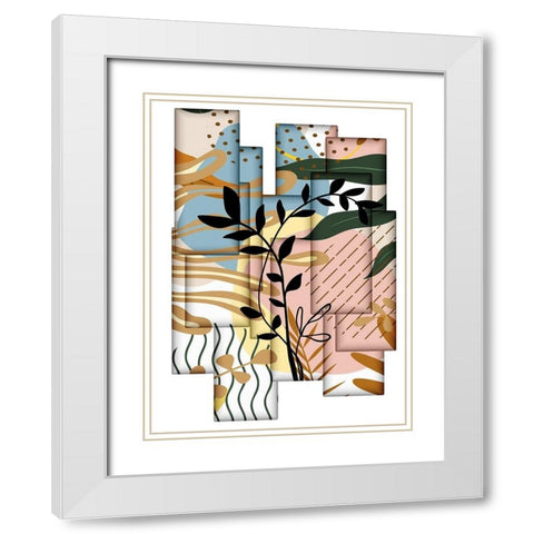 Abstract Collage 333 White Modern Wood Framed Art Print with Double Matting by Bolokofsky, Ronald
