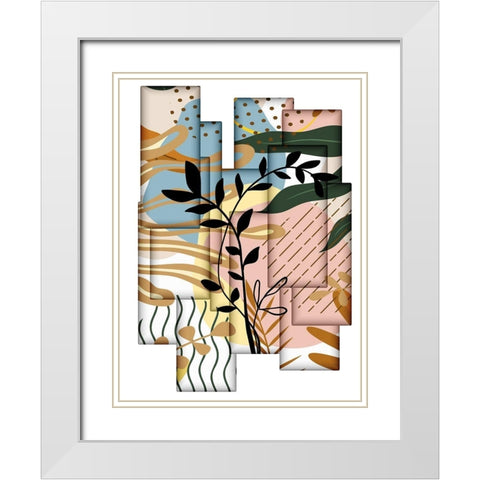Abstract Collage 333 White Modern Wood Framed Art Print with Double Matting by Bolokofsky, Ronald
