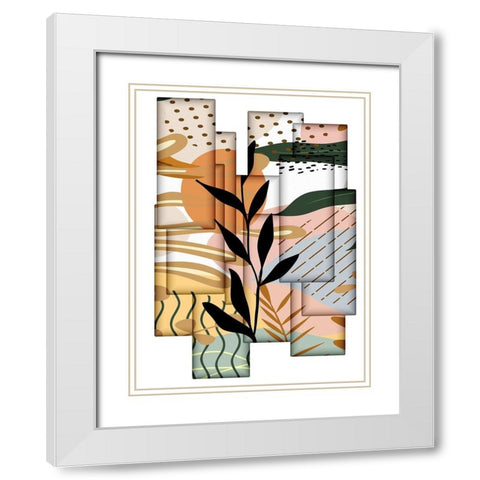 Abstract Collage 334 White Modern Wood Framed Art Print with Double Matting by Bolokofsky, Ronald