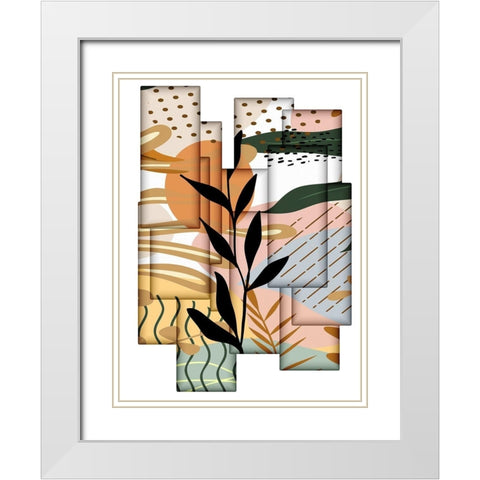 Abstract Collage 334 White Modern Wood Framed Art Print with Double Matting by Bolokofsky, Ronald
