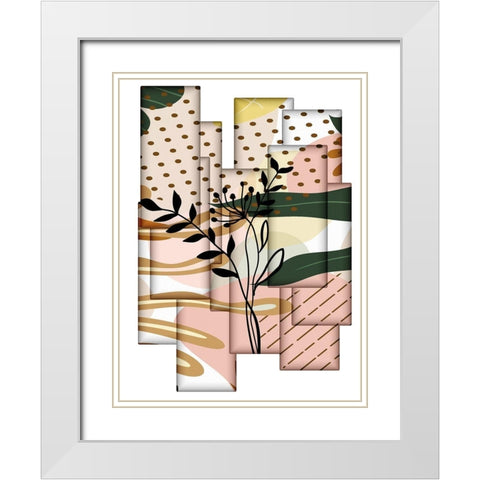 Abstract Collage 335 White Modern Wood Framed Art Print with Double Matting by Bolokofsky, Ronald