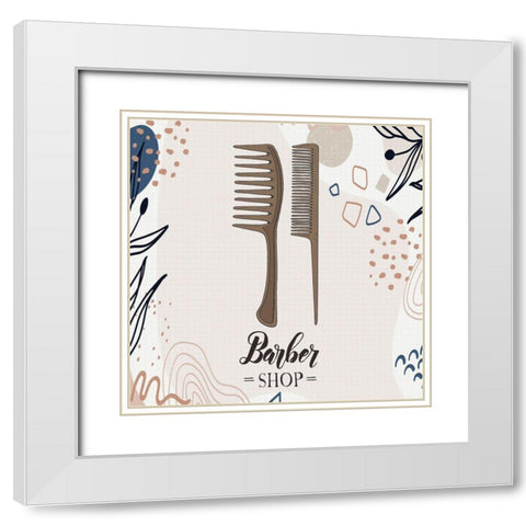 Barber Shop 53 White Modern Wood Framed Art Print with Double Matting by Bolokofsky, Ronald