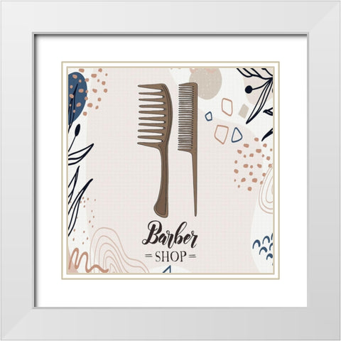 Barber Shop 53 White Modern Wood Framed Art Print with Double Matting by Bolokofsky, Ronald
