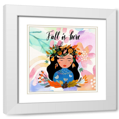Fall Is Here White Modern Wood Framed Art Print with Double Matting by Bolokofsky, Ronald