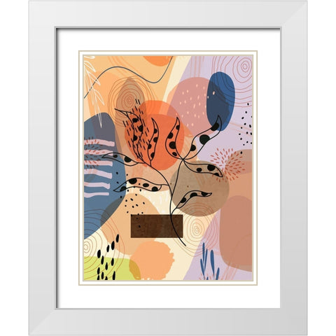 Floral Abstract 302 White Modern Wood Framed Art Print with Double Matting by Bolokofsky, Ronald