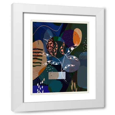 Floral Abstract 402 White Modern Wood Framed Art Print with Double Matting by Bolokofsky, Ronald